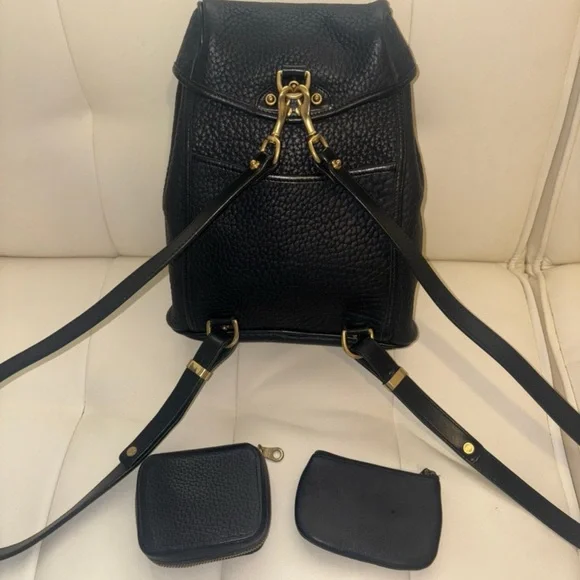 New Vintage! “Dooney & Bourke” Blk AWL Backpack, Earbuds Case & Change Pouch Set Dooney & Bourke Florentine Leather Foldover Zip Small  main image 2